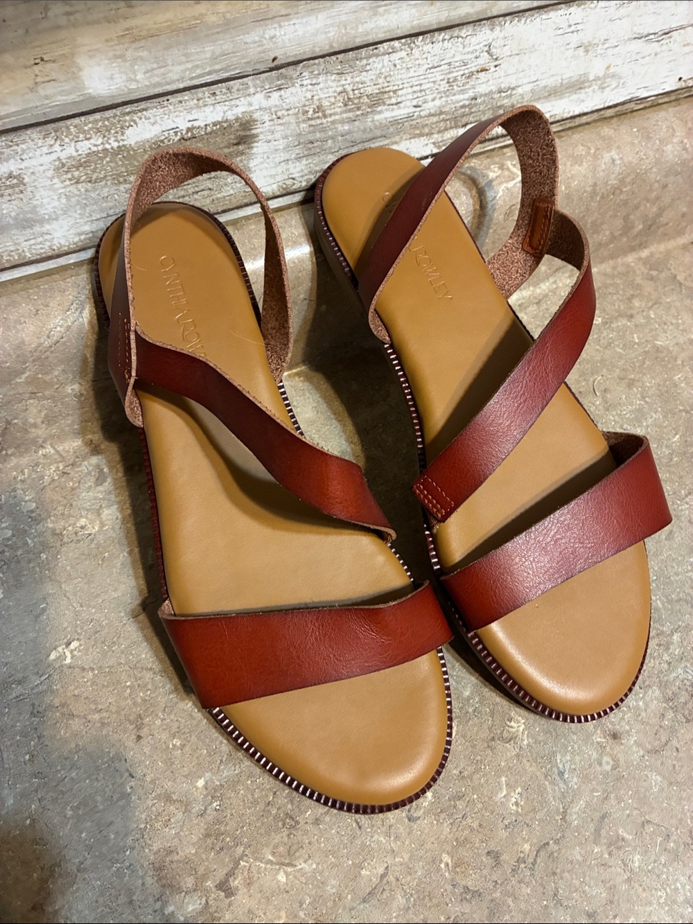 Cynthia Rowley Size 10 Strappy Leather Slingback Sandals - Brown